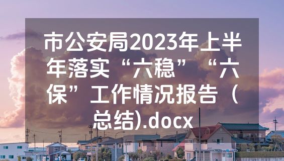 市公安局2023年上半年落实“六稳”“六保”工作情况报告（总结).docx