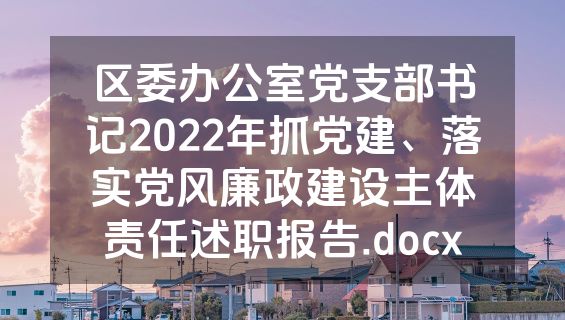 区委办公室党支部书记2022年抓党建、落实党风廉政建设主体责任述职报告.docx