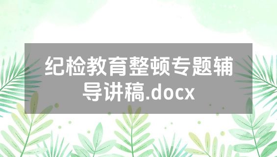 纪检教育整顿专题辅导讲稿.docx