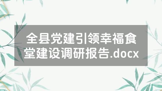全县党建引领幸福食堂建设调研报告.docx