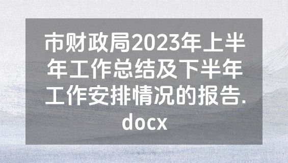 市财政局2023年上半年工作总结及下半年工作安排情况的报告.docx