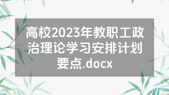 高校2023年教职工政治理论学习安排计划要点.docx