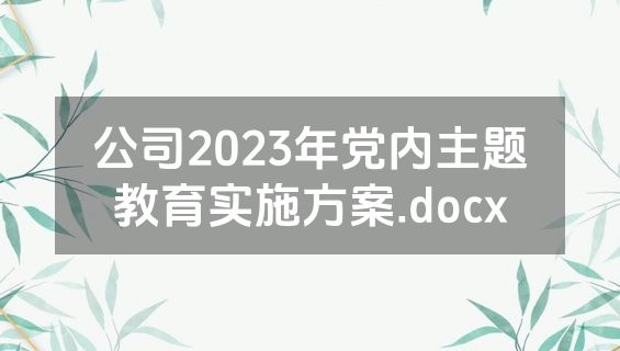 公司2023年党内主题教育实施方案.docx