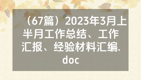 （67篇）2023年3月上半月工作总结、工作汇报、经验材料汇编.doc