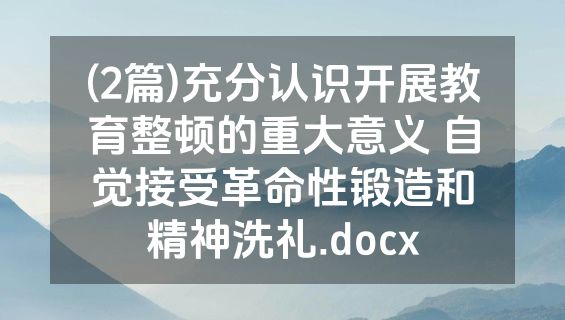 (2篇)充分认识开展教育整顿的重大意义 自觉接受革命性锻造和精神洗礼.docx