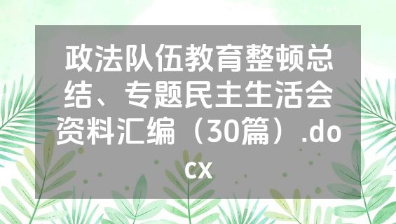 政法队伍教育整顿总结、专题民主生活会资料汇编（30篇）.docx
