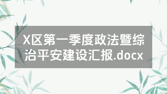 X区第一季度政法暨综治平安建设汇报.docx