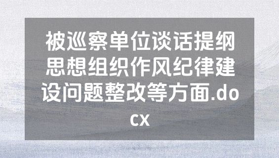 被巡察单位谈话提纲思想组织作风纪律建设问题整改等方面.docx