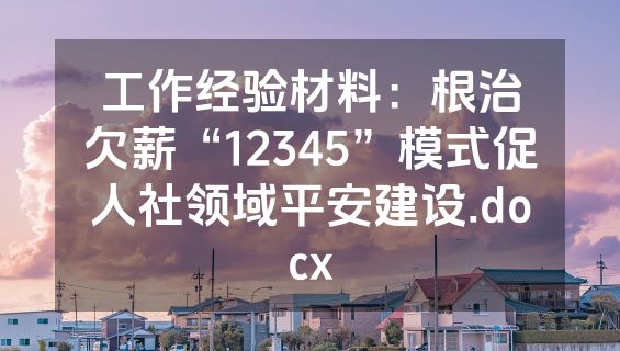 工作经验材料：根治欠薪“12345”模式促人社领域平安建设.docx