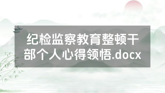 纪检监察教育整顿干部个人心得领悟.docx