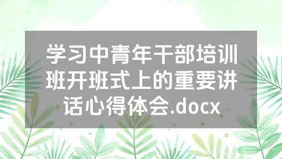 学习中青年干部培训班开班式上的重要讲话心得体会.docx