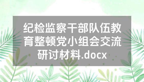 纪检监察干部队伍教育整顿党小组会交流研讨材料.docx