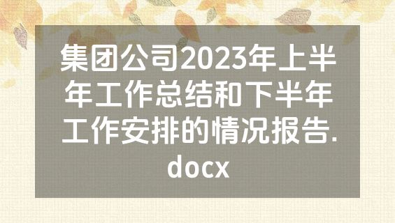 集团公司2023年上半年工作总结和下半年工作安排的情况报告.docx