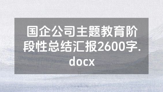 国企公司主题教育阶段性总结汇报2600字.docx