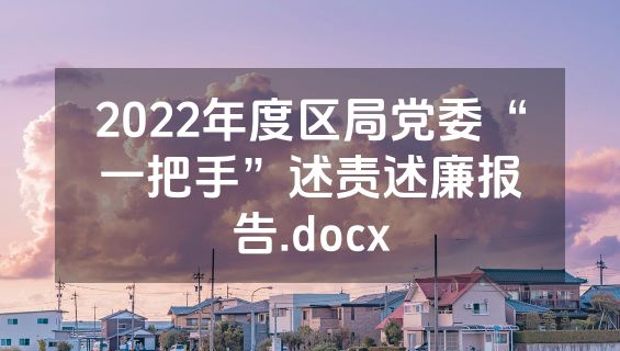 2022年度区局党委“一把手”述责述廉报告.docx