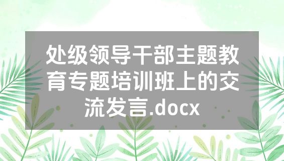 处级领导干部主题教育专题培训班上的交流发言.docx