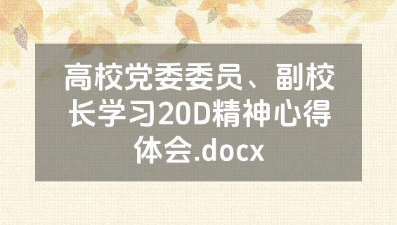 高校党委委员、副校长学习20D精神心得体会.docx