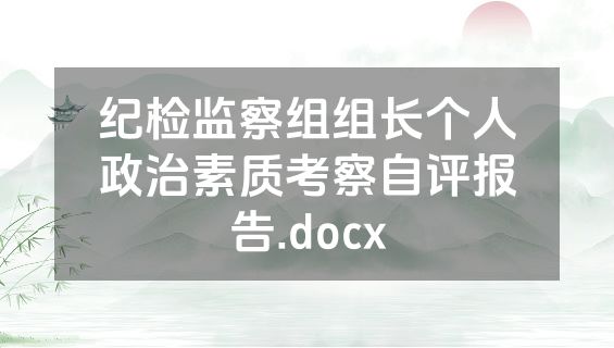 纪检监察组组长个人政治素质考察自评报告.docx