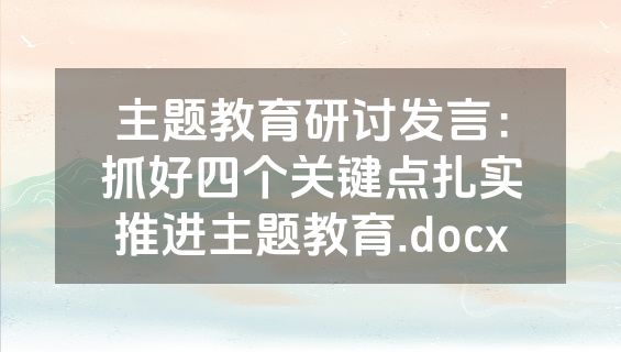 主题教育研讨发言：抓好四个关键点扎实推进主题教育.docx