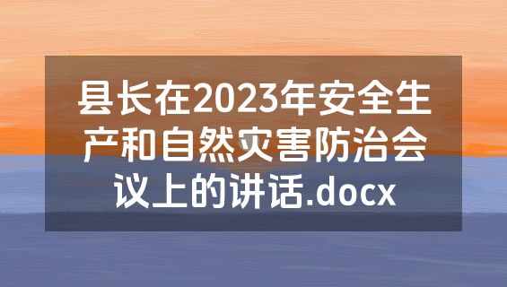县长在2023年安全生产和自然灾害防治会议上的讲话.docx