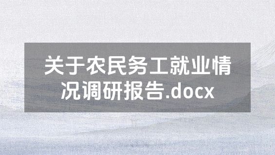关于农民务工就业情况调研报告.docx