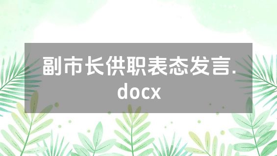 副市长供职表态发言.docx