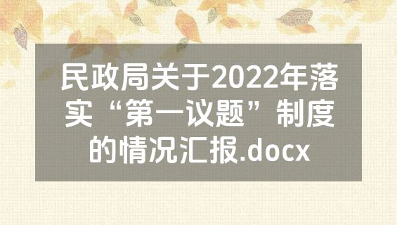 民政局关于2022年落实“第一议题”制度的情况汇报.docx