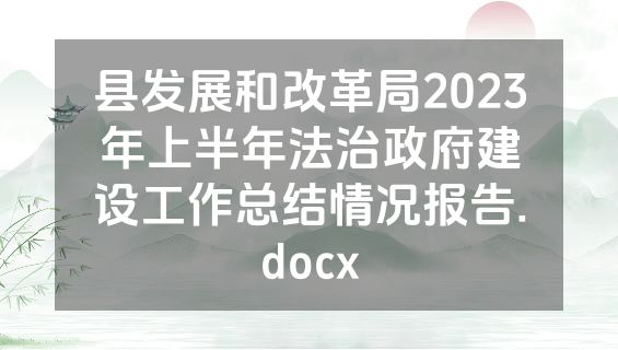 县发展和改革局2023年上半年法治政府建设工作总结情况报告.docx