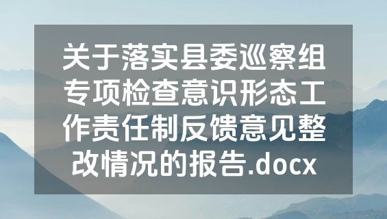关于落实县委巡察组专项检查意识形态工作责任制反馈意见整改情况的报告.docx