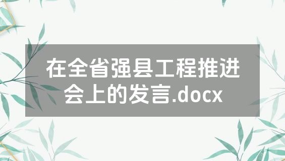 在全省强县工程推进会上的发言.docx