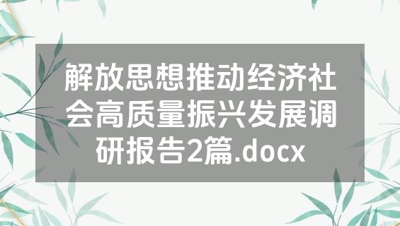 解放思想推动经济社会高质量振兴发展调研报告2篇.docx