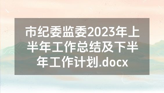市纪委监委2023年上半年工作总结及下半年工作计划.docx