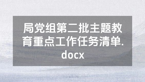 局党组第二批主题教育重点工作任务清单.docx