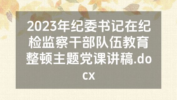 2023年纪委书记在纪检监察干部队伍教育整顿主题党课讲稿.docx