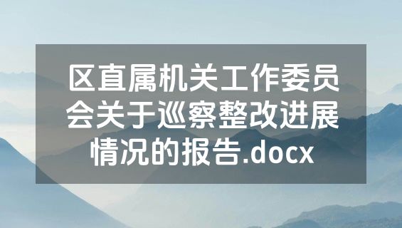 区直属机关工作委员会关于巡察整改进展情况的报告.docx