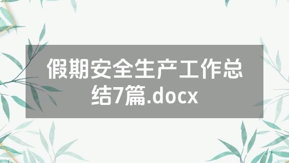假期安全生产工作总结7篇.docx