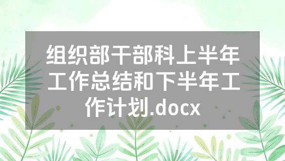 组织部干部科上半年工作总结和下半年工作计划.docx