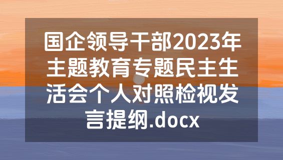 国企领导干部2023年主题教育专题民主生活会个人对照检视发言提纲.docx