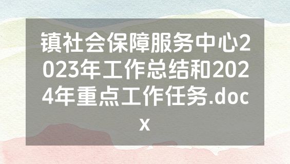 镇社会保障服务中心2023年工作总结和2024年重点工作任务.docx