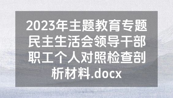 2023年主题教育专题民主生活会领导干部职工个人对照检查剖析材料.docx