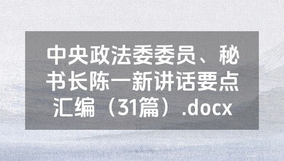 中央政法委委员、秘书长陈一新讲话要点汇编（31篇）.docx