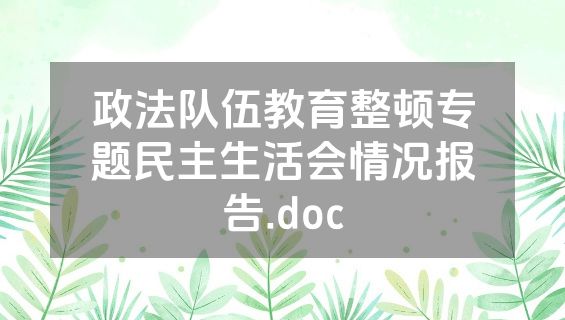 政法队伍教育整顿专题民主生活会情况报告.doc