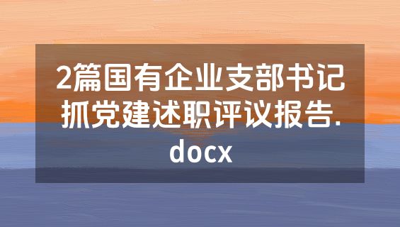 2篇国有企业支部书记抓党建述职评议报告.docx