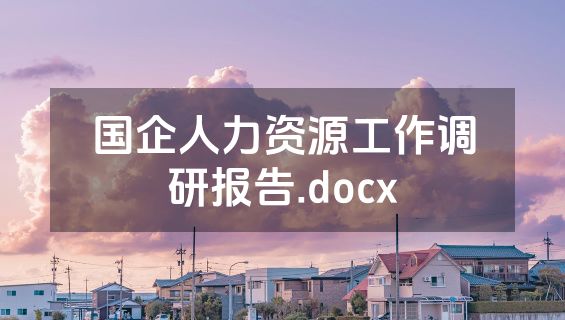 国企人力资源工作调研报告.docx