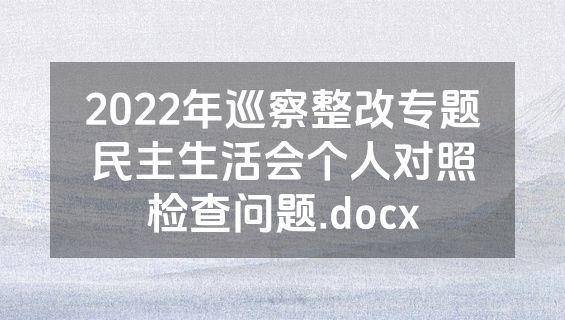 2022年巡察整改专题民主生活会个人对照检查问题.docx