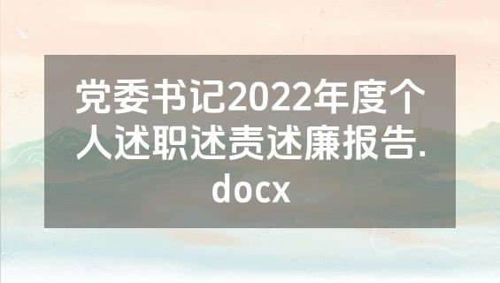 党委书记2022年度个人述职述责述廉报告.docx
