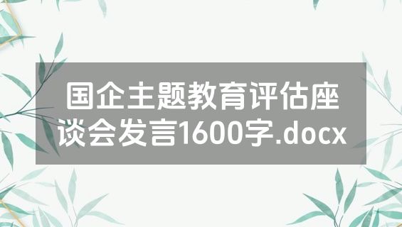 国企主题教育评估座谈会发言1600字.docx