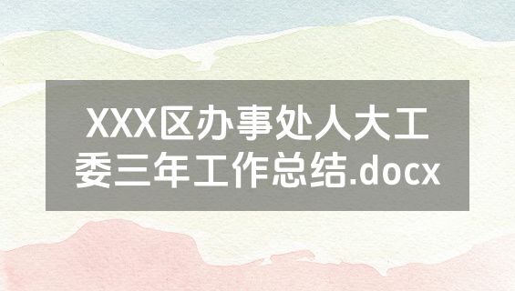 XXX区办事处人大工委三年工作总结.docx