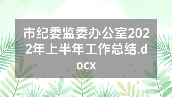 市纪委监委办公室2022年上半年工作总结.docx
