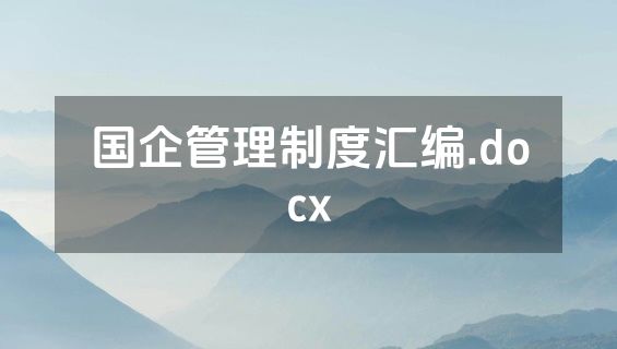 国企管理制度汇编.docx